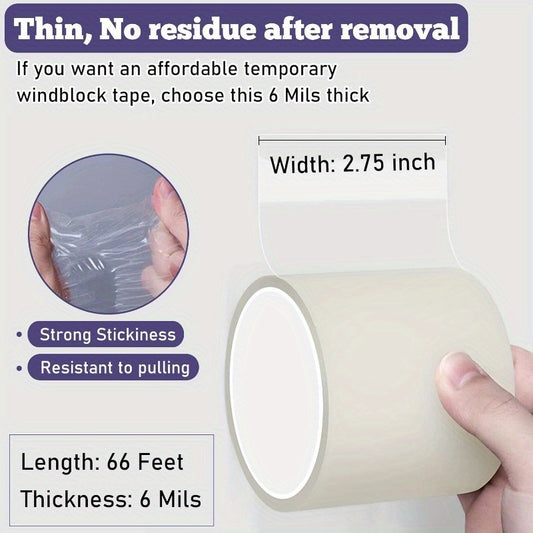 Transparent Window Sealing Tape2.75 Inch x 66 FT Window Insulation for Winter Weather Stripping ResidueFree Clear Draft Seal Tape for Doors Windows and Ac